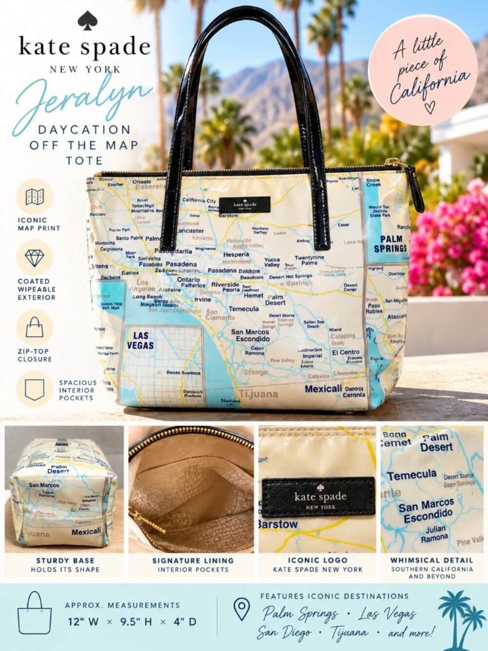 Kate Spade Jeralyn Off the Map Daycation California Map Tote
